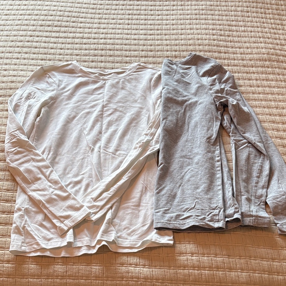 Pact White and Gray Long Sleeve Shirts